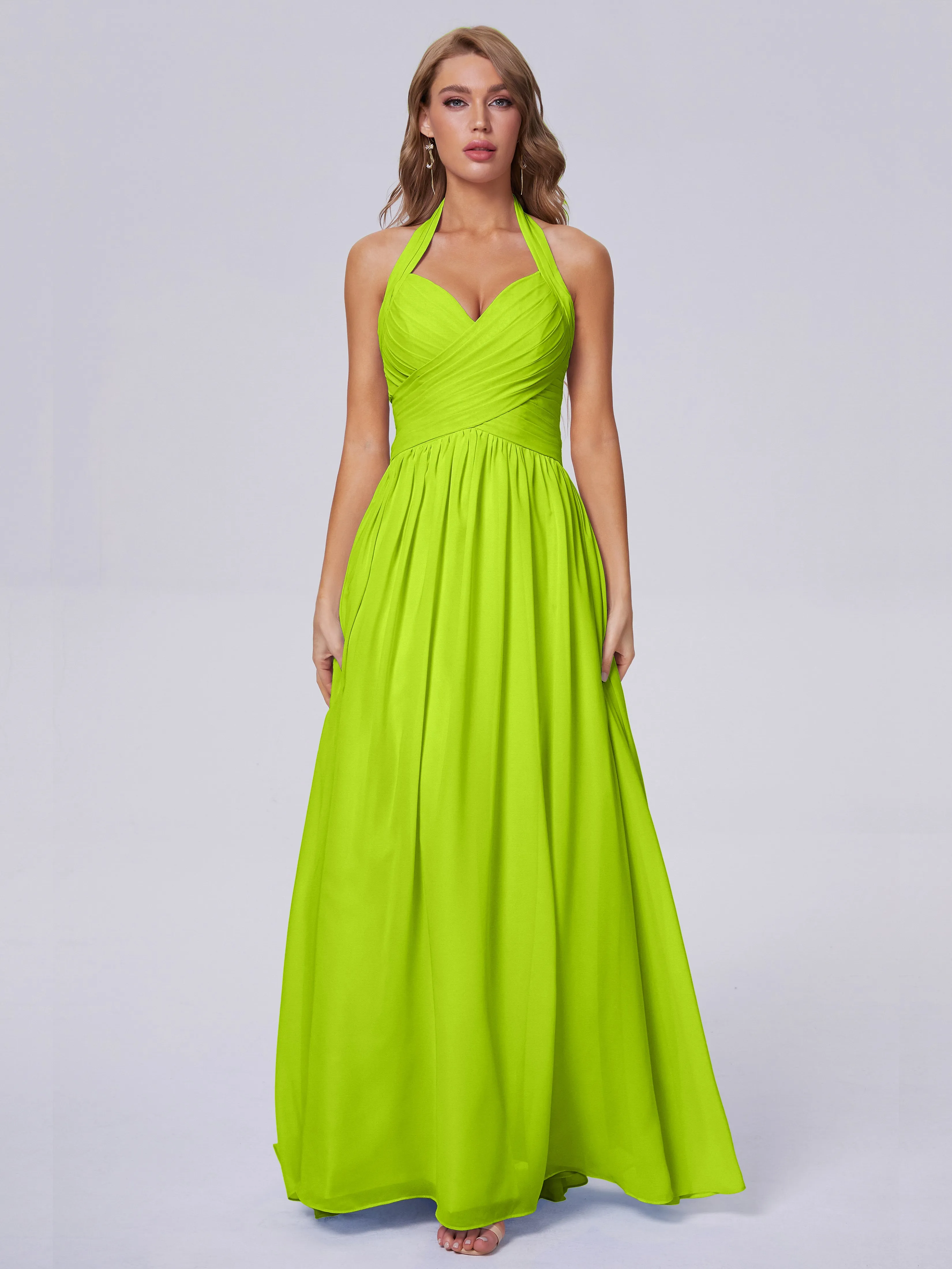 Amaya Stunning Halter Chiffon Bridesmaid Dresses