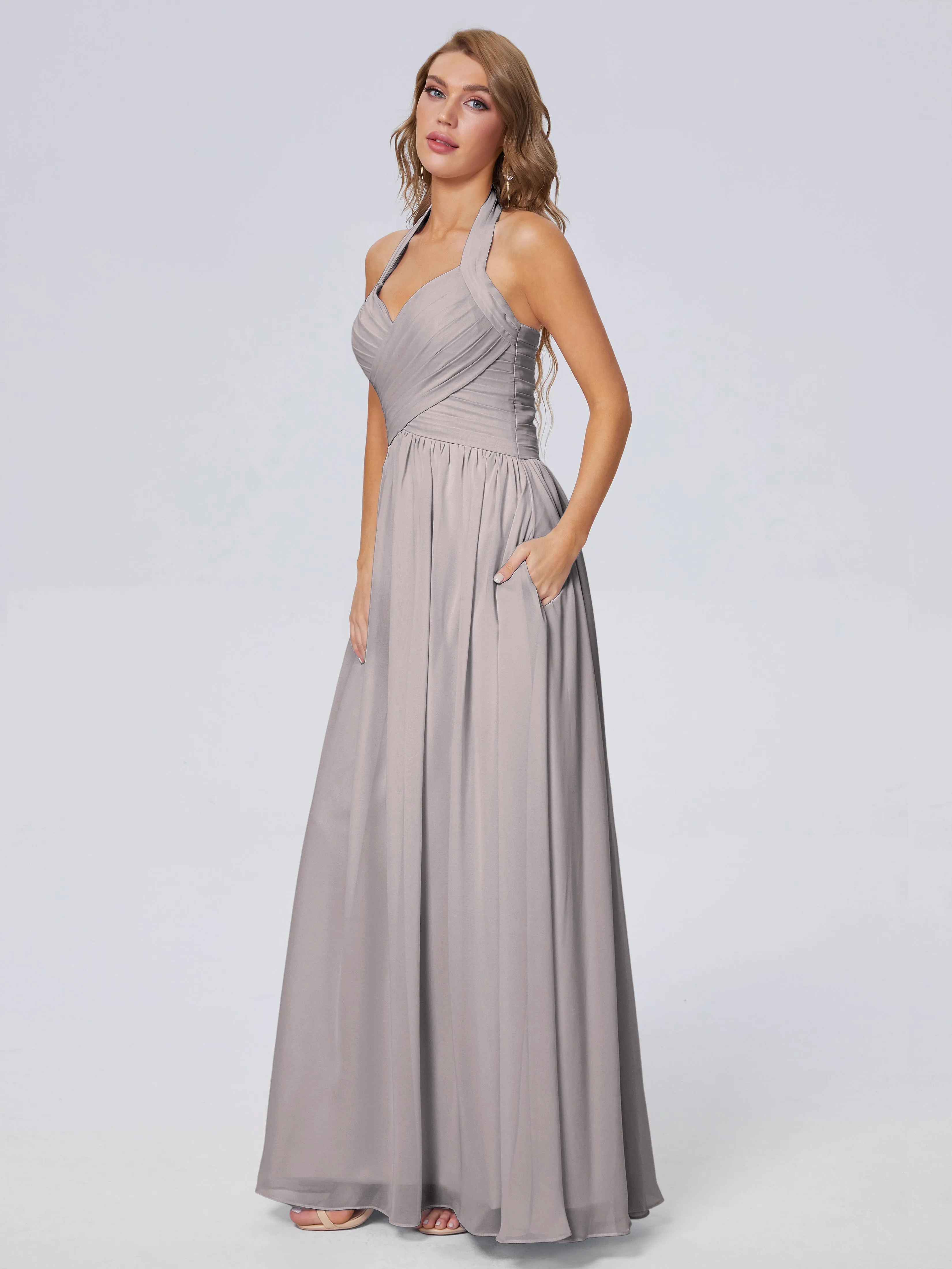 Amaya Stunning Halter Chiffon Bridesmaid Dresses
