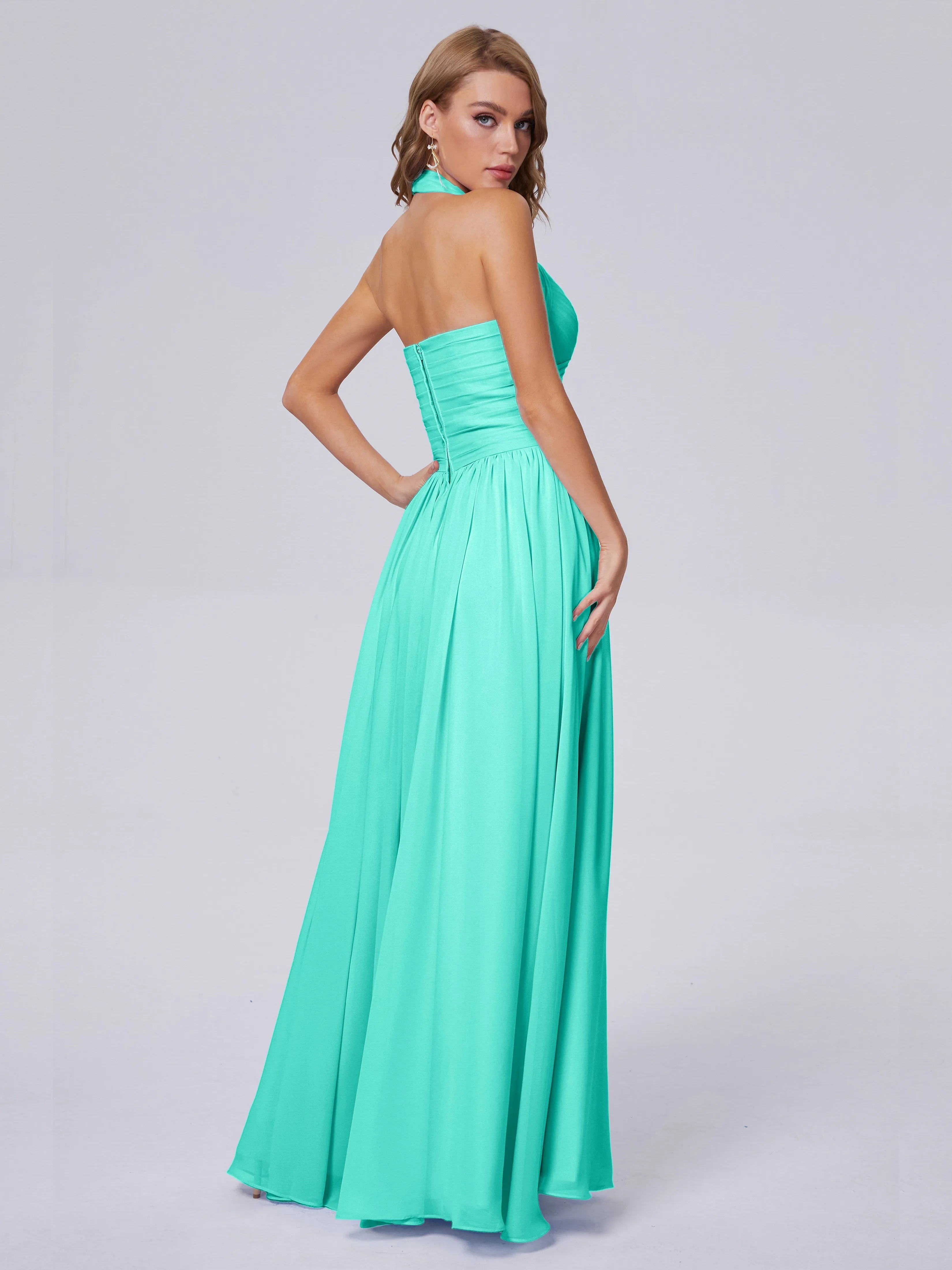 Amaya Stunning Halter Chiffon Bridesmaid Dresses