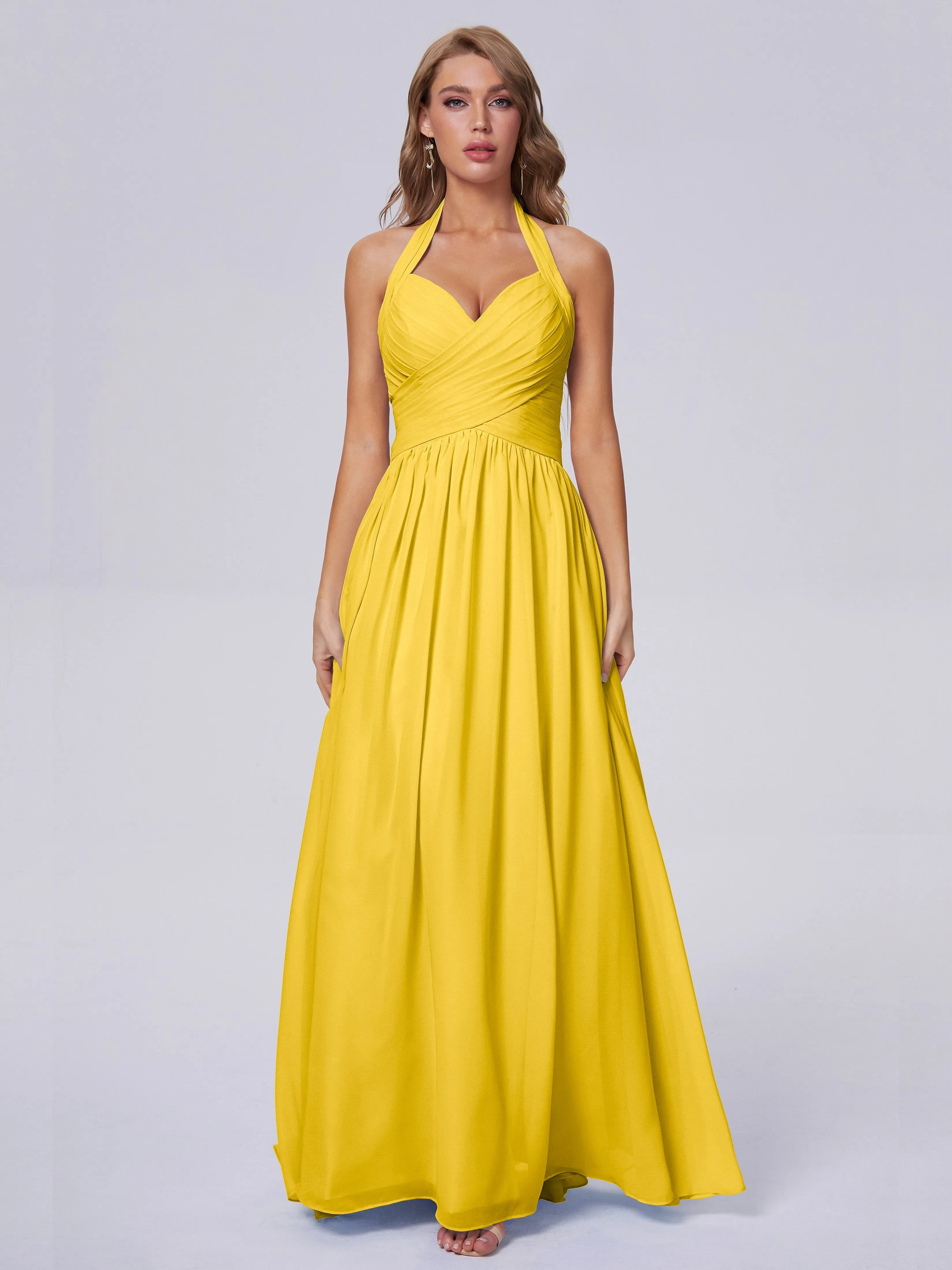 Amaya Stunning Halter Chiffon Bridesmaid Dresses