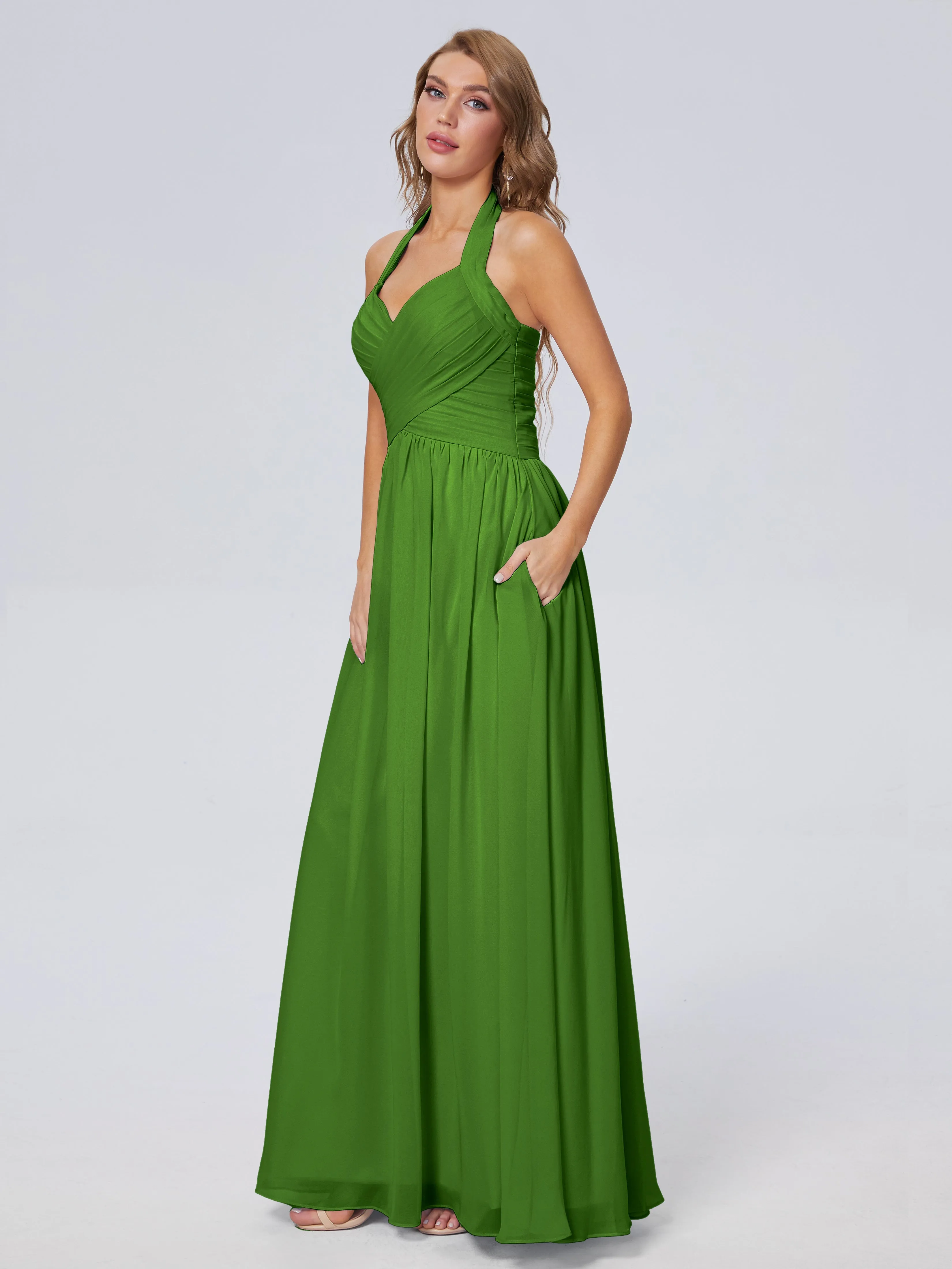Amaya Stunning Halter Chiffon Bridesmaid Dresses