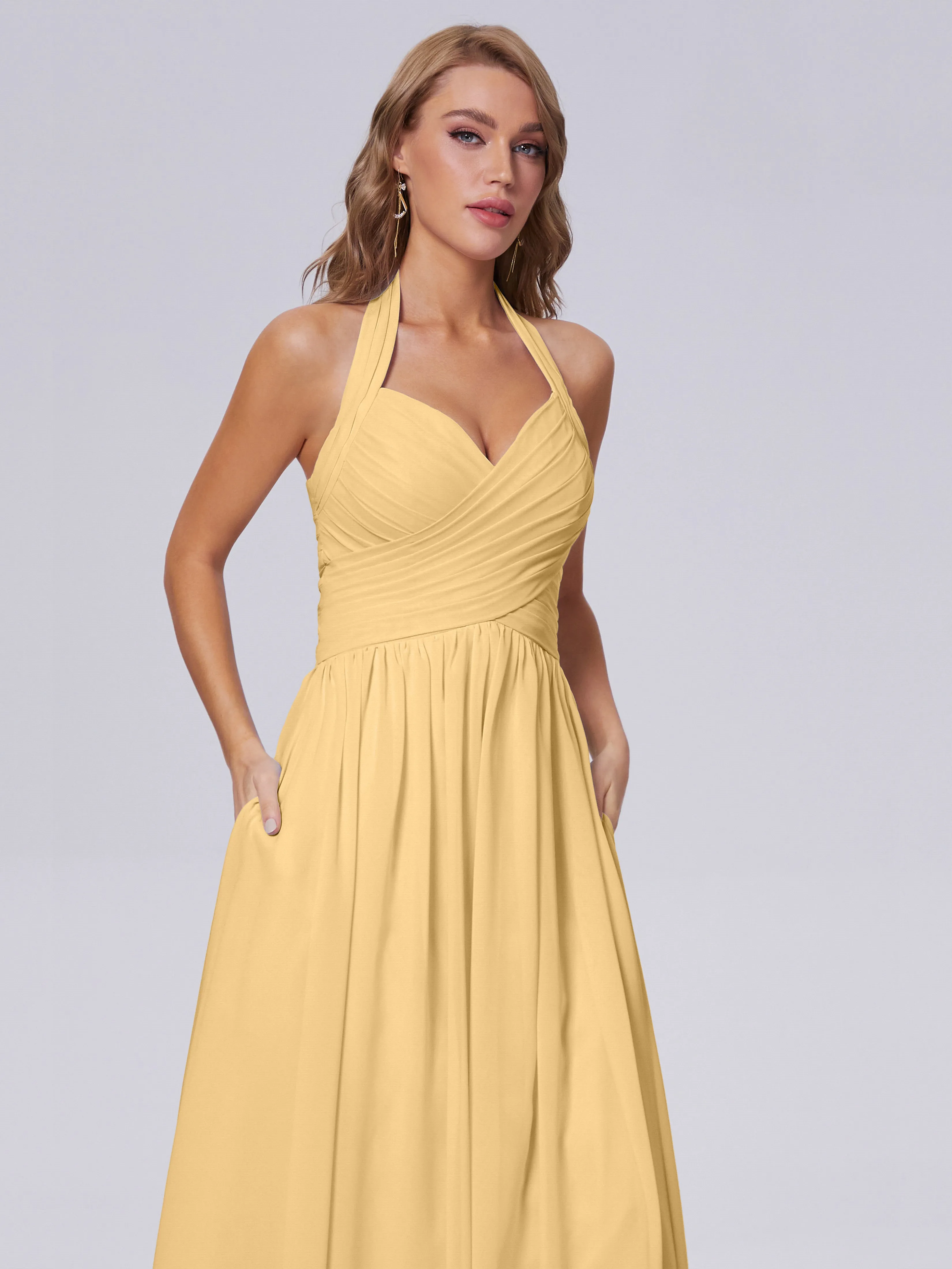 Amaya Stunning Halter Chiffon Bridesmaid Dresses