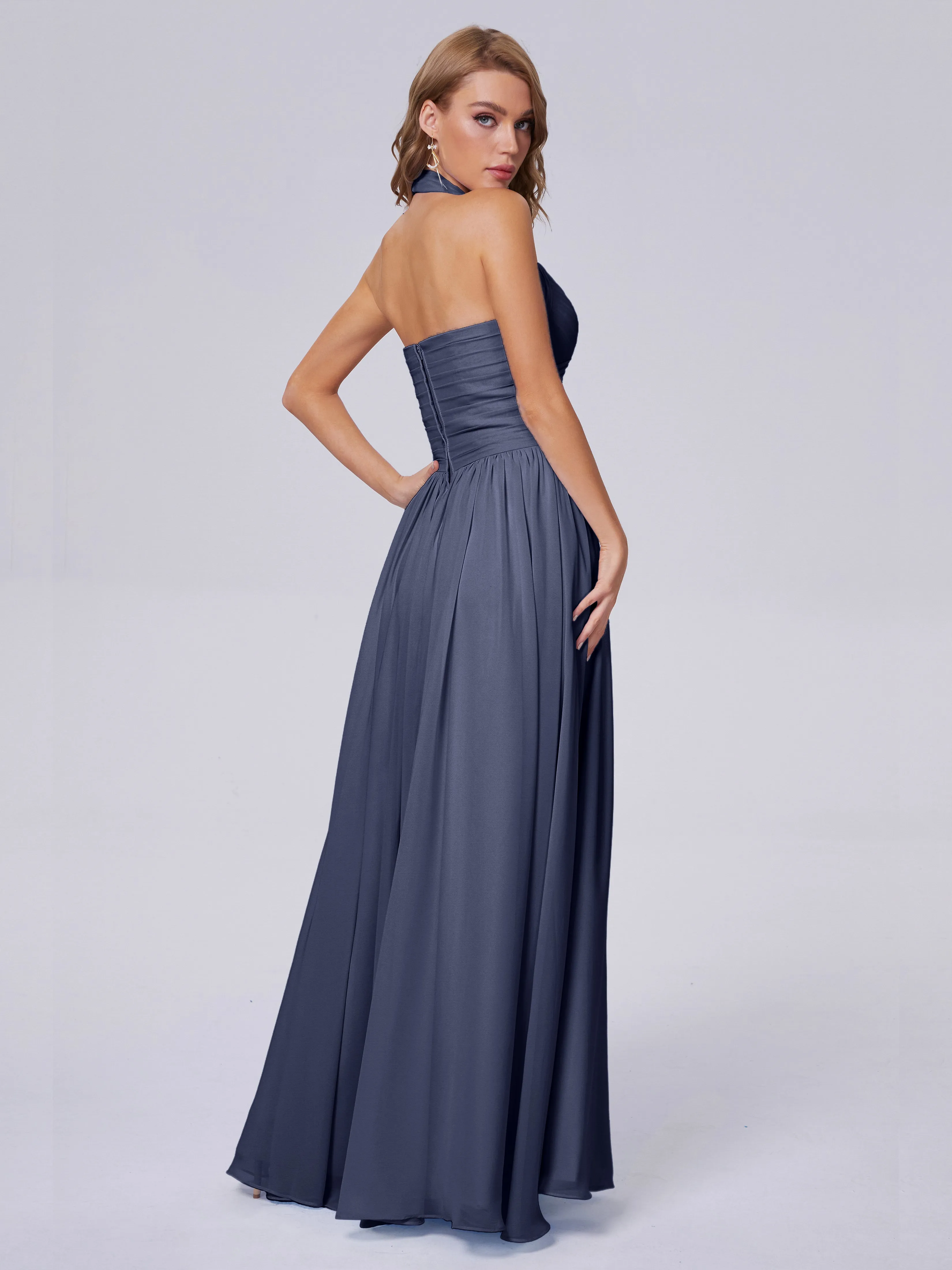 Amaya Stunning Halter Chiffon Bridesmaid Dresses