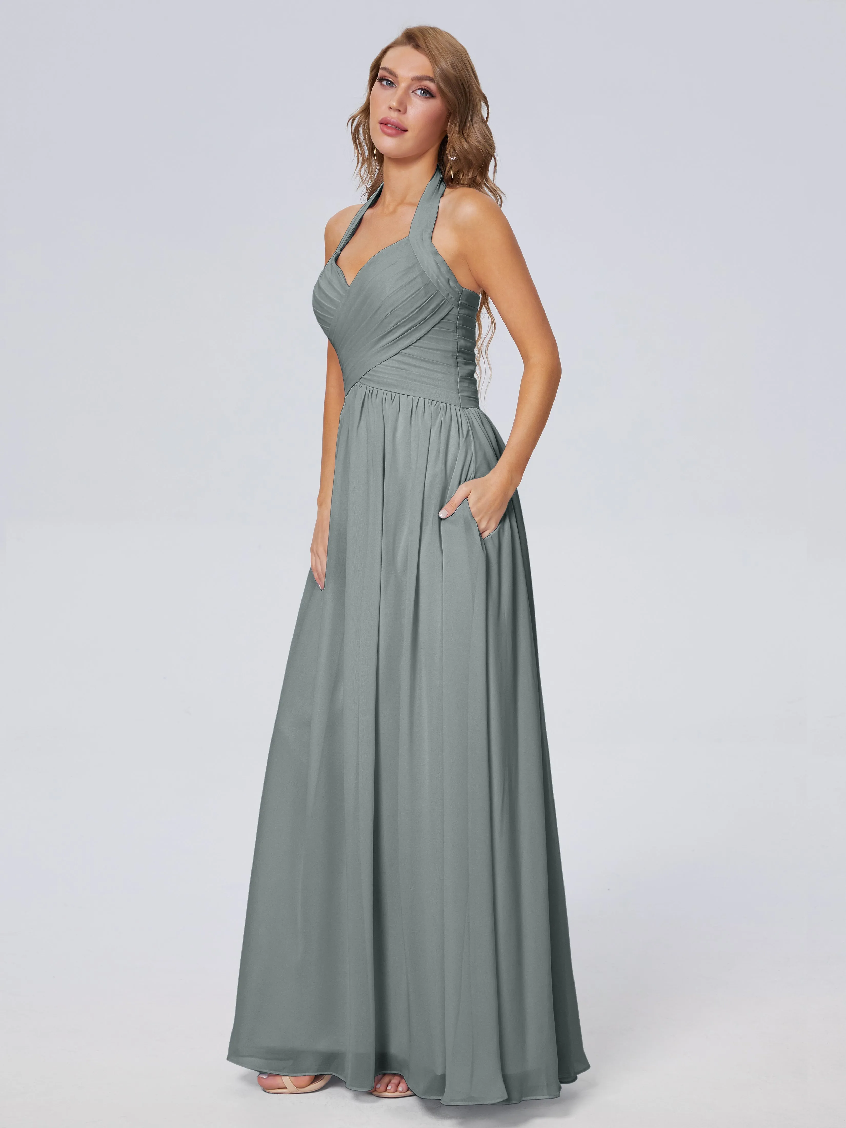 Amaya Stunning Halter Chiffon Bridesmaid Dresses