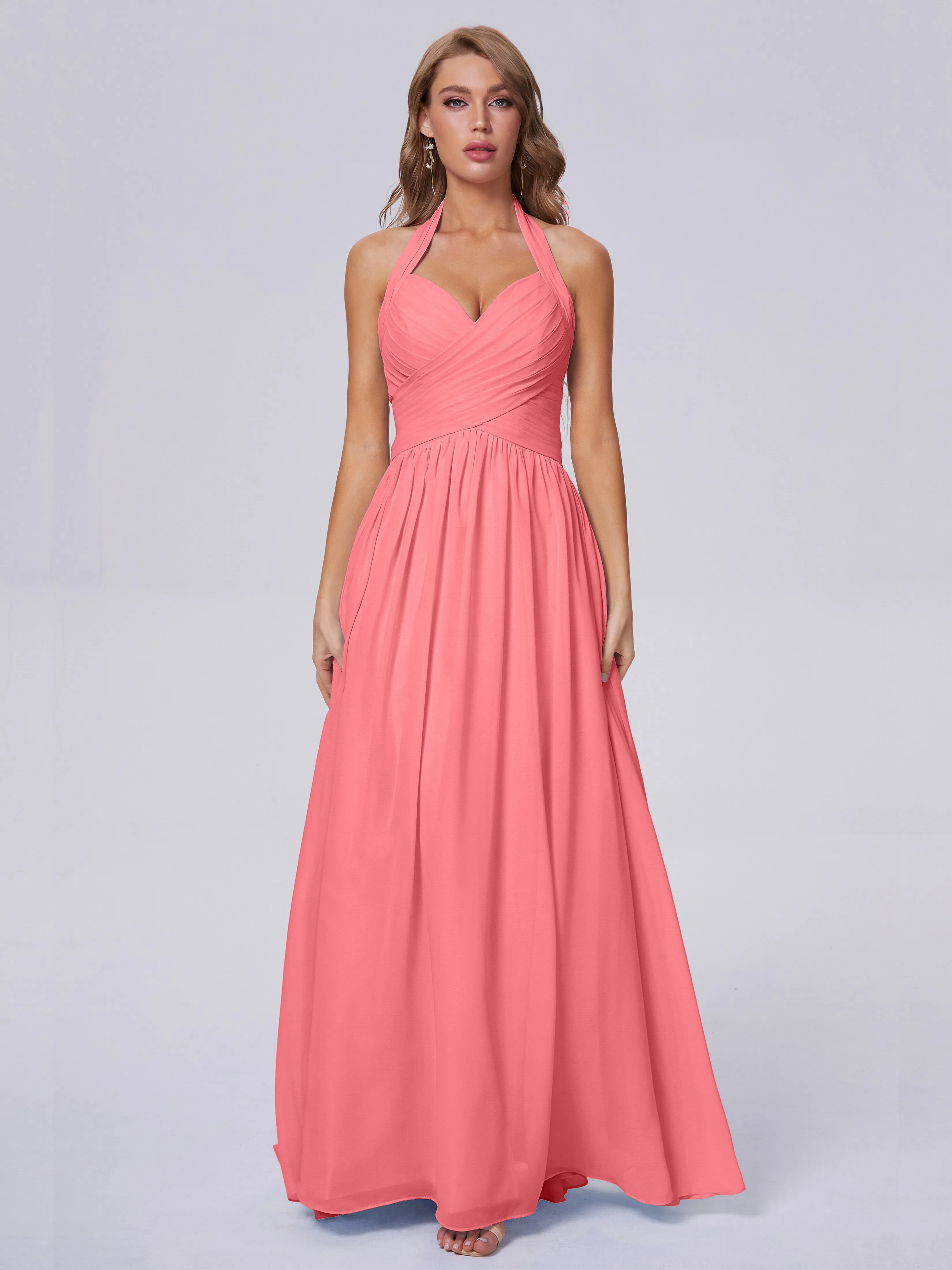 Amaya Stunning Halter Chiffon Bridesmaid Dresses