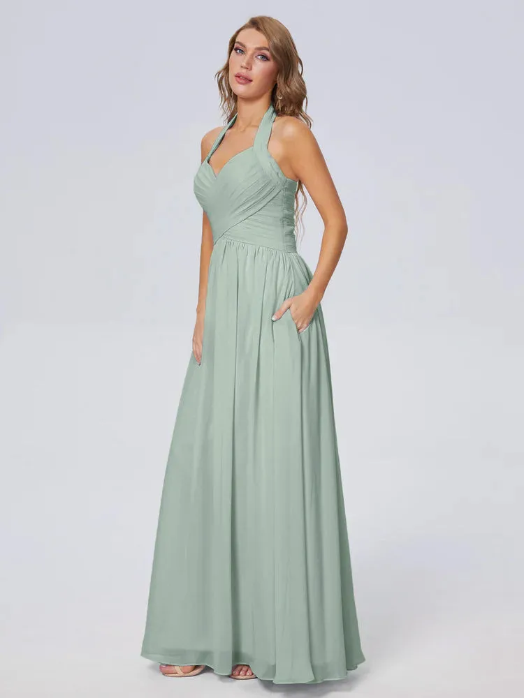 Amaya Stunning Halter Chiffon Bridesmaid Dresses