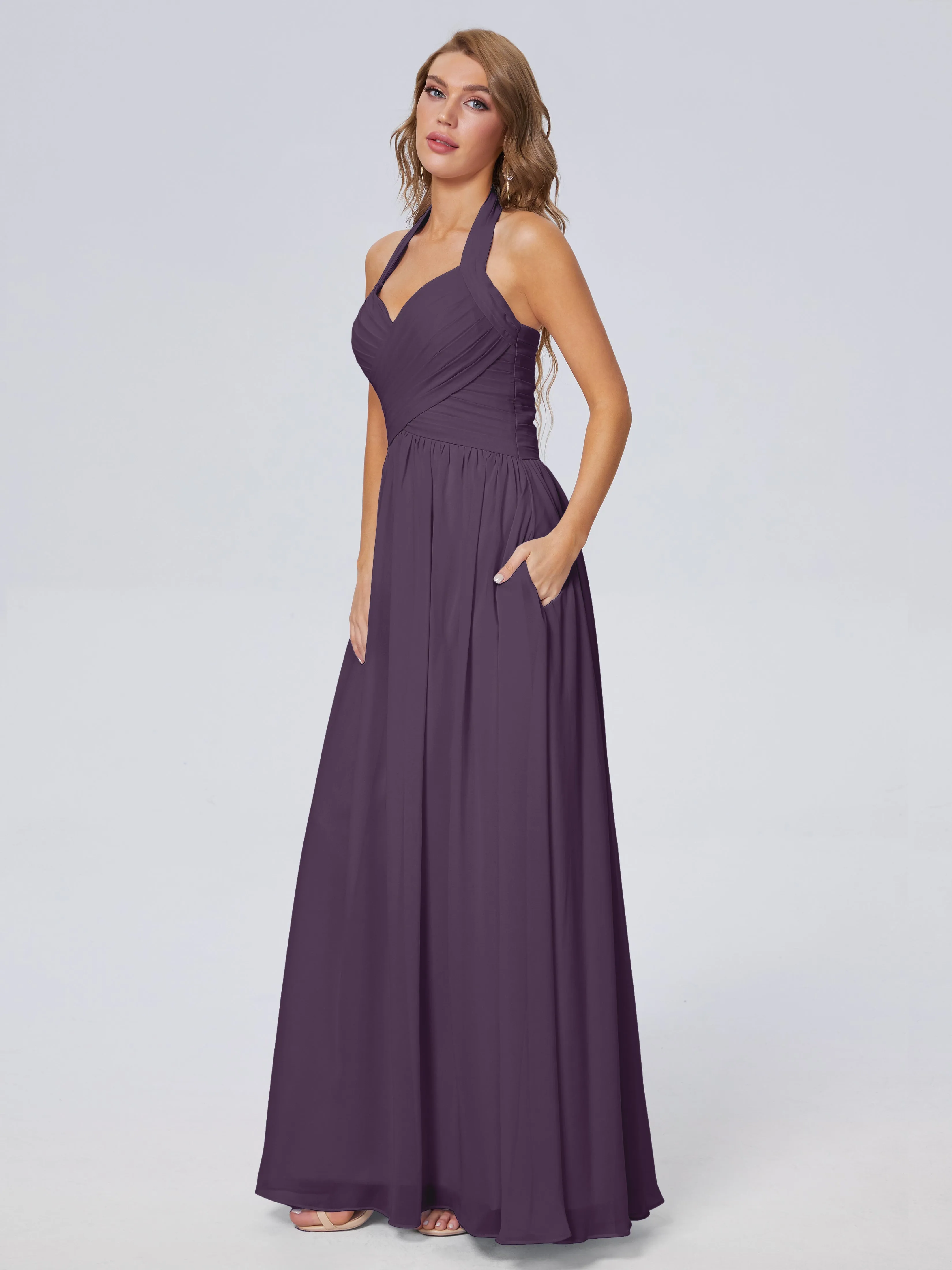 Amaya Stunning Halter Chiffon Bridesmaid Dresses
