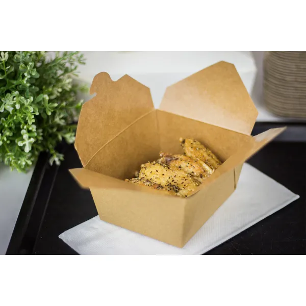 Bio Pack #1- 30 fl oz Fold-To-Go Box- Kraft - 450 Containers Per Case