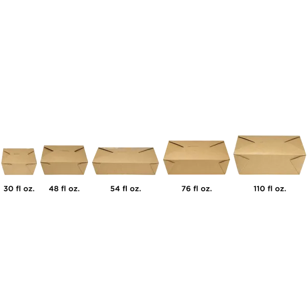Bio Pack #1- 30 fl oz Fold-To-Go Box- Kraft - 450 Containers Per Case