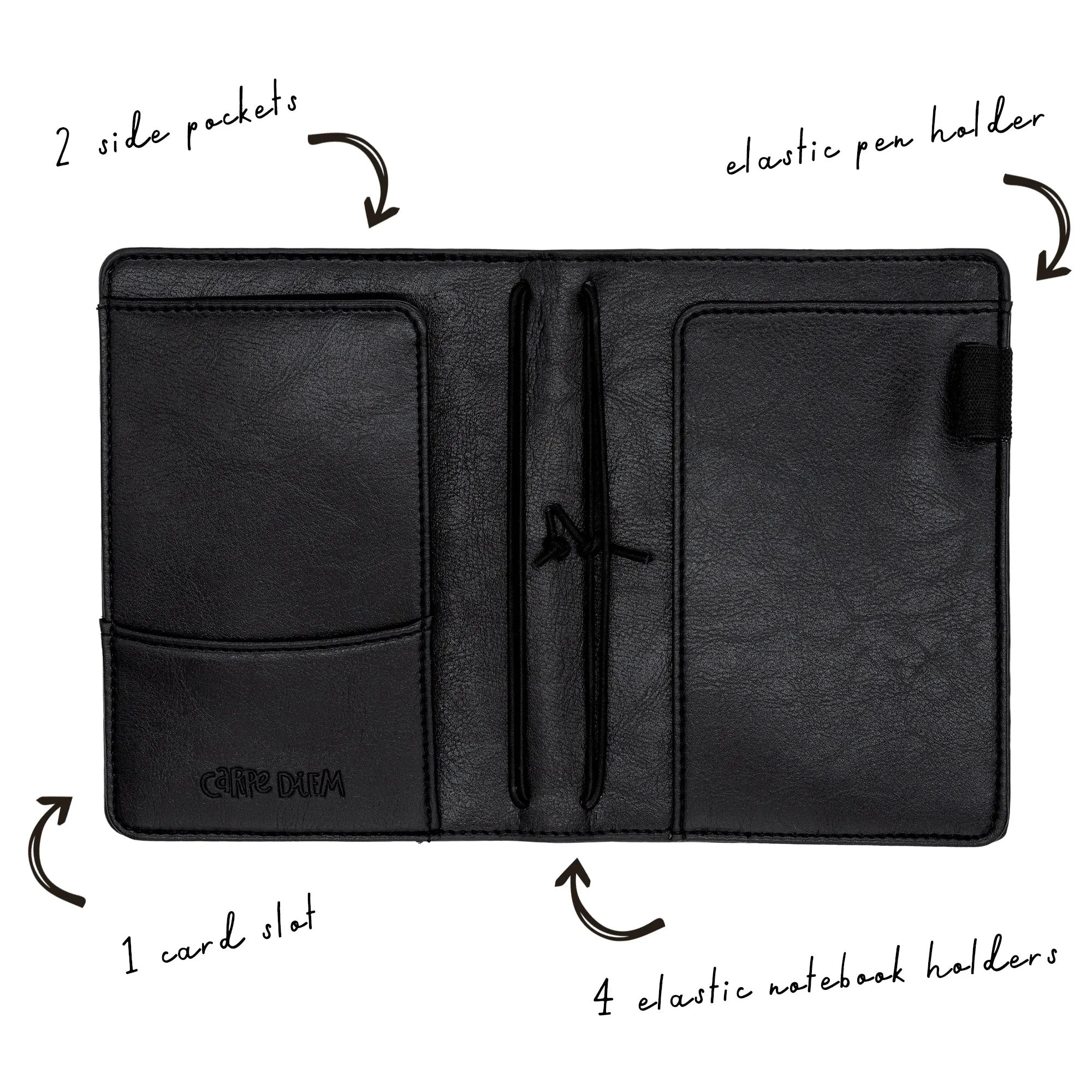 Black A6 Notebook and Passport Holder