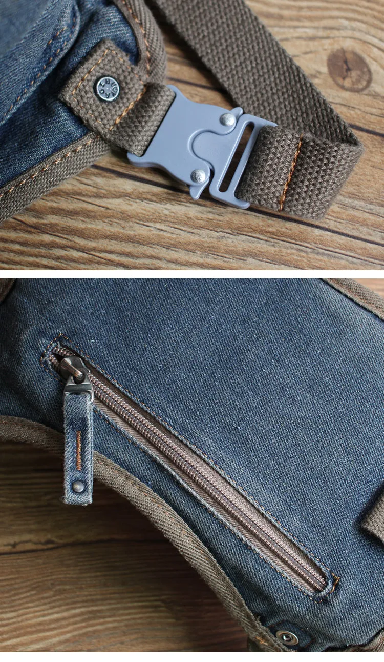 Blue Denim Thigh Bag Left Leg Pack Drop Leg Bag Denim Mens Waist Bags Drop Leg Pouch