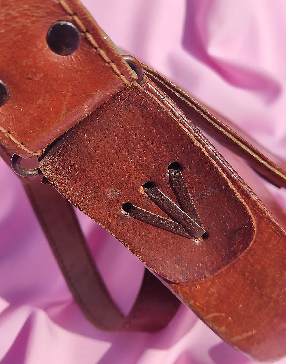 Brown Real Leather Bag with Shoulder Strap