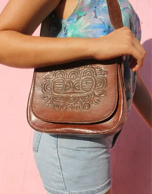 Brown Real Leather Bag with Shoulder Strap