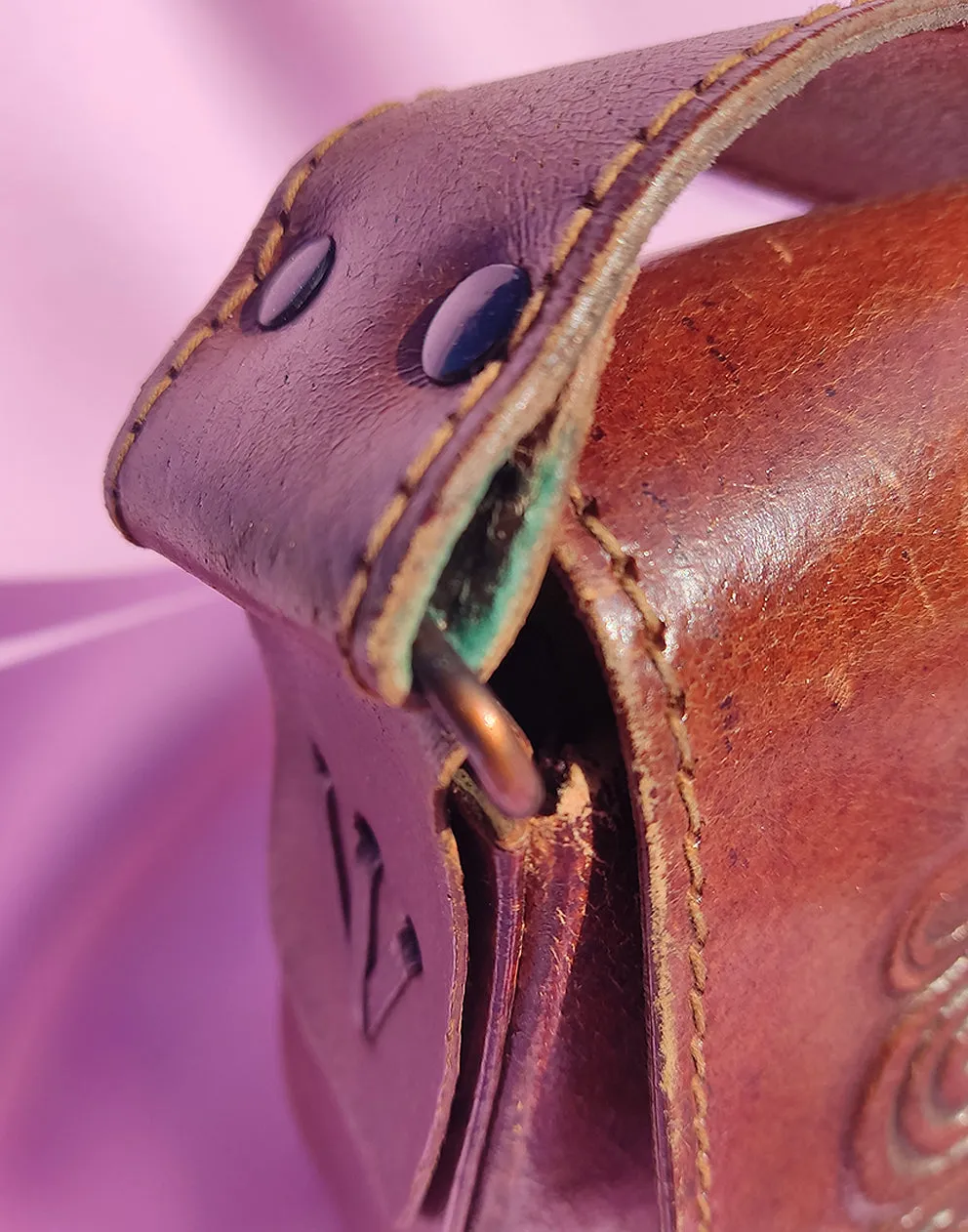 Brown Real Leather Bag with Shoulder Strap