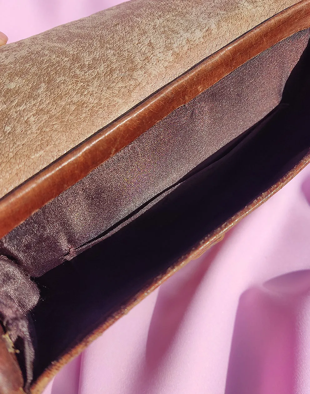 Brown Real Leather Bag with Shoulder Strap