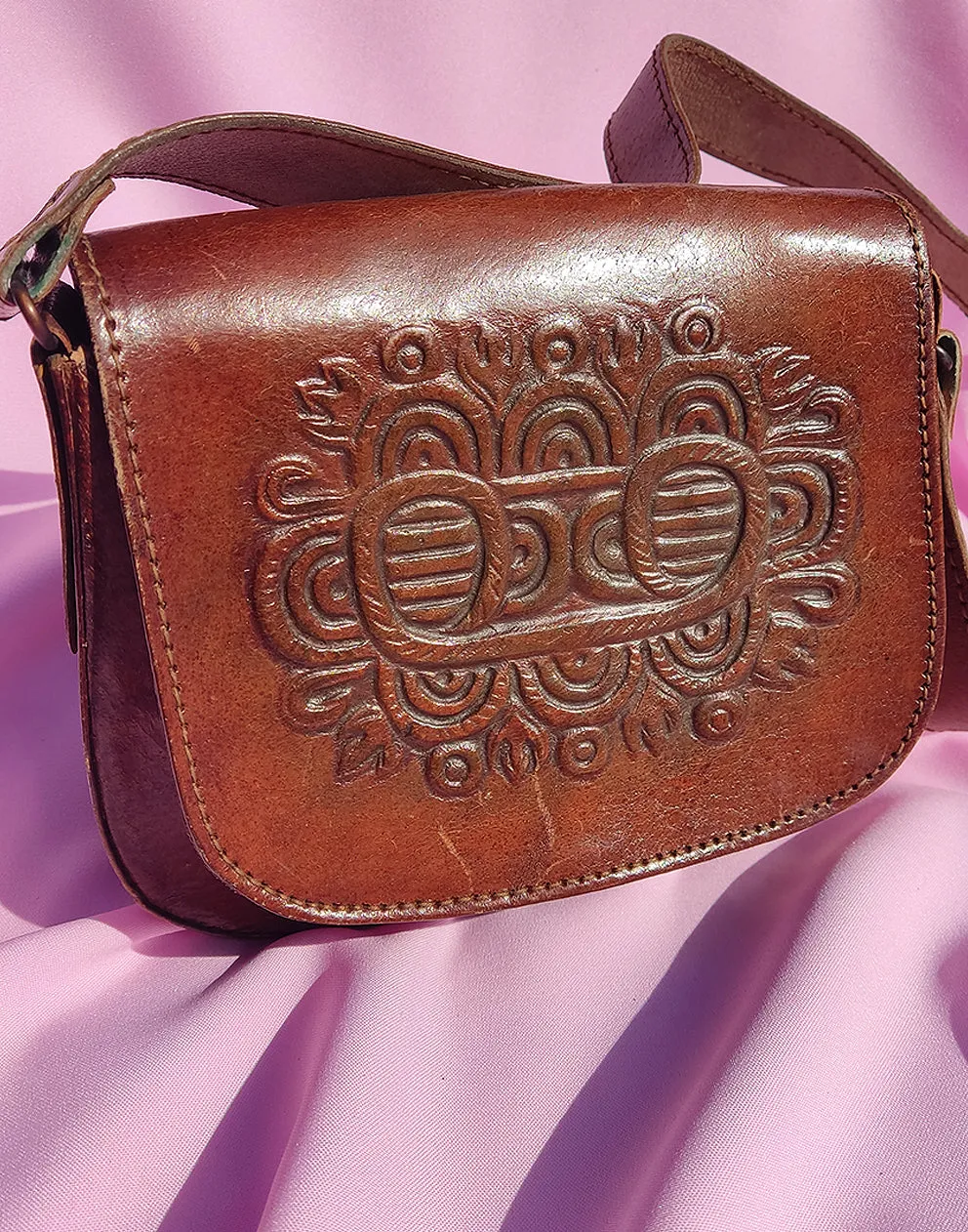 Brown Real Leather Bag with Shoulder Strap