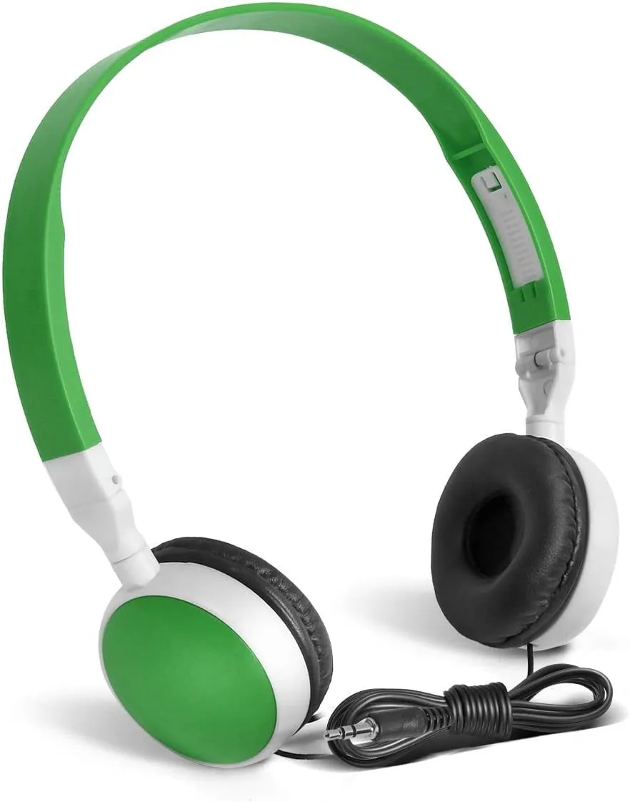 Bulk Headphone 25 Pack Wired Headsets Muti Packs School Foldable Classroom Kids Headphones for School Students Children - Green