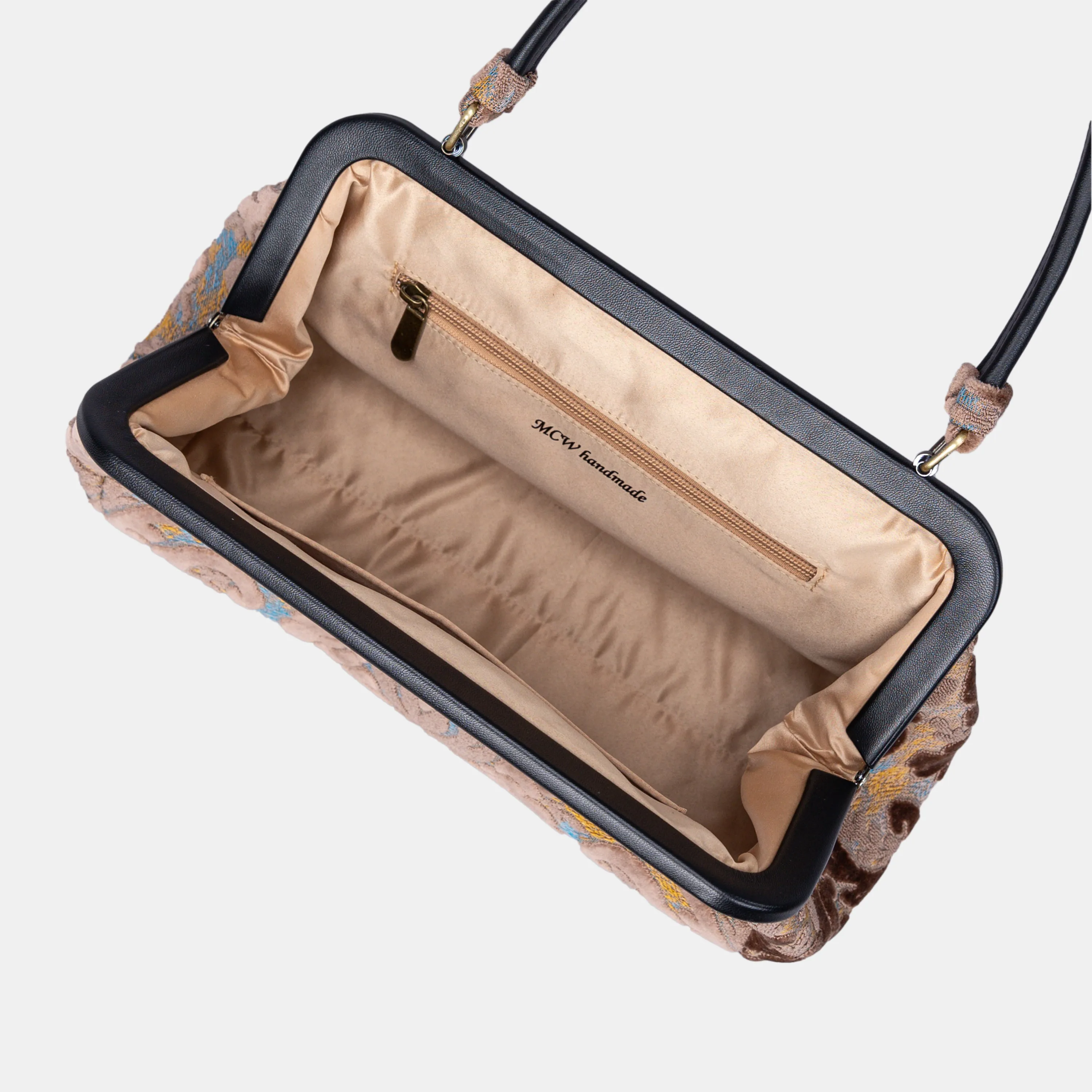 Burnout Velvet Camel Shoulder Bag