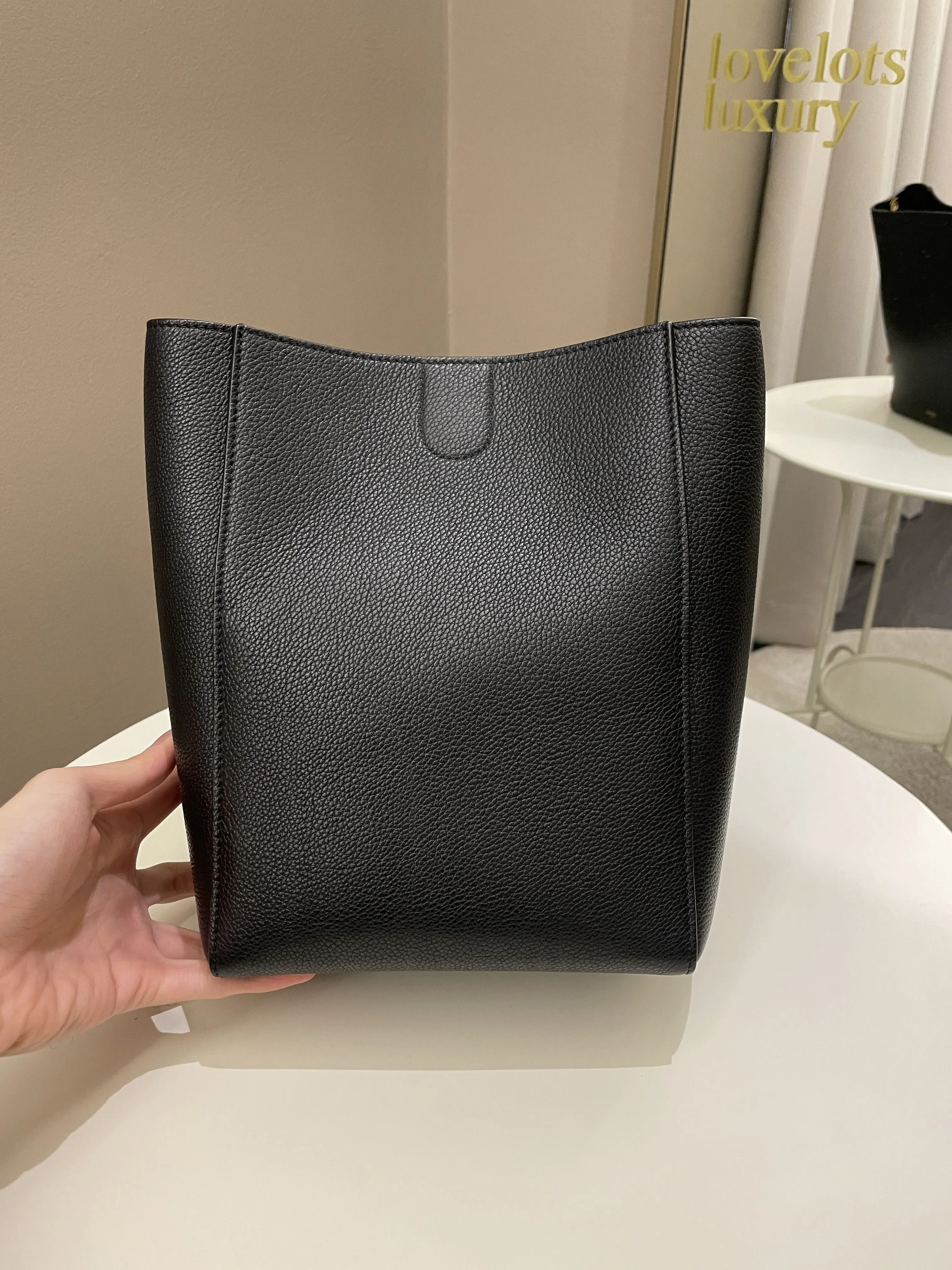 Celine Sangle Bucket Bag Black Grainy Calfskin