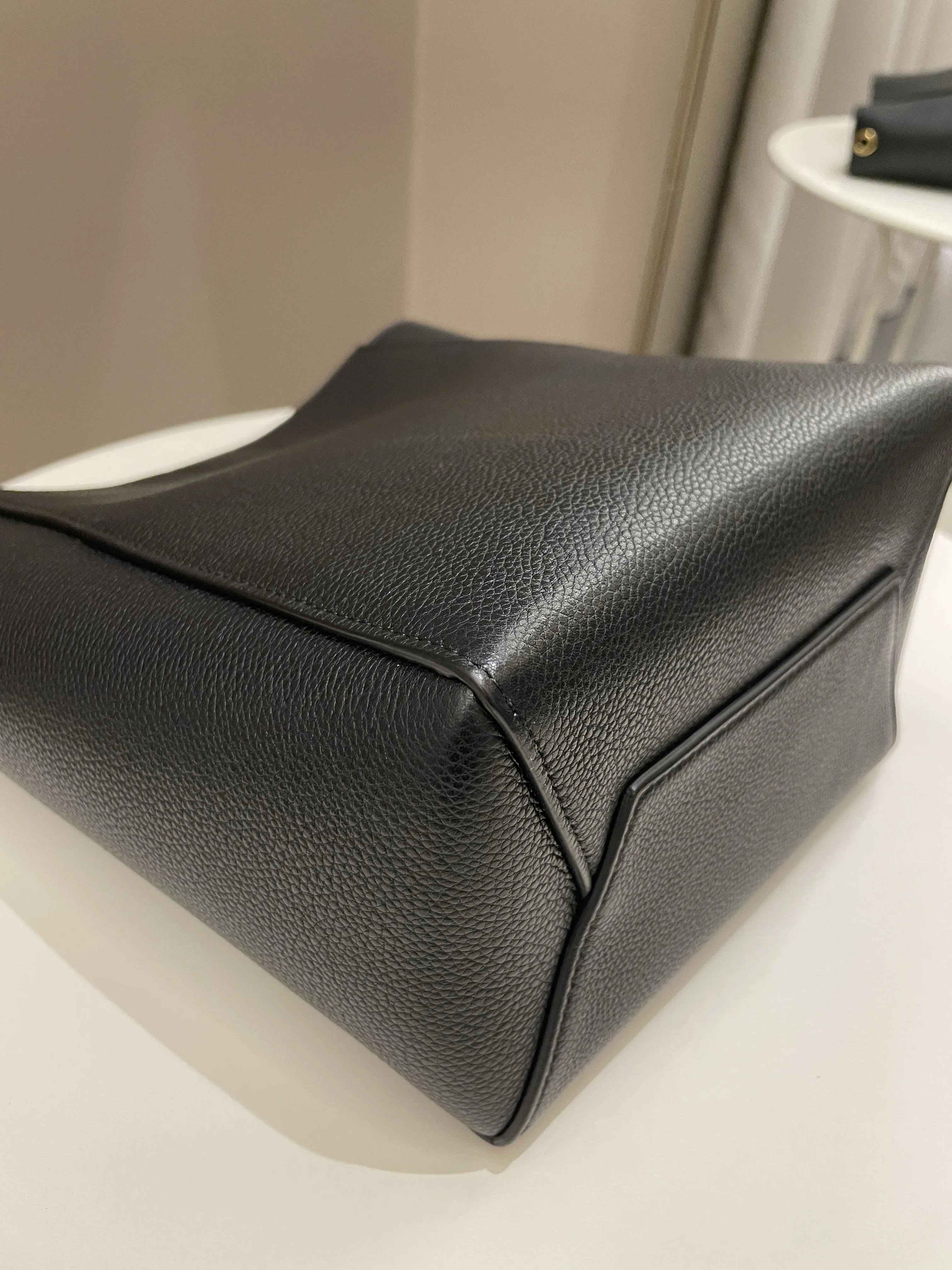 Celine Sangle Bucket Bag Black Grainy Calfskin