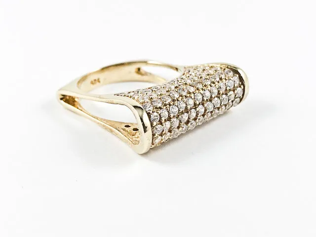 Classic Elegant Thin Shape Bar Design Yellow Gold Silver Ring