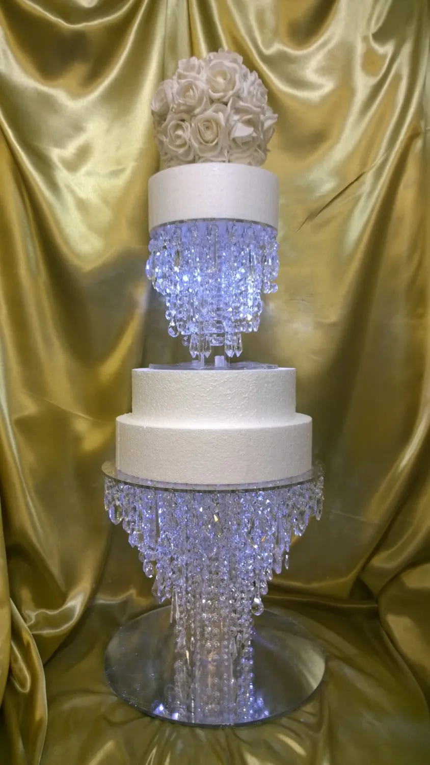 Crystal cake stand, 2 tier set ,10" & 16" CHANDELIER DESIGN Faux crystal by Crystal wedding uk