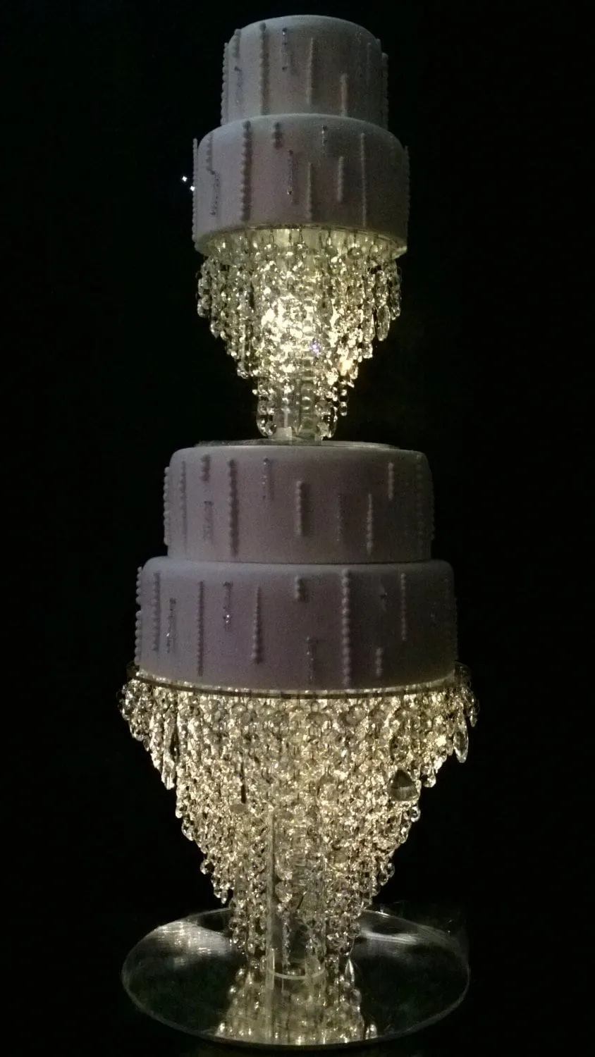 Crystal cake stand, 2 tier set ,10" & 16" CHANDELIER DESIGN Faux crystal by Crystal wedding uk