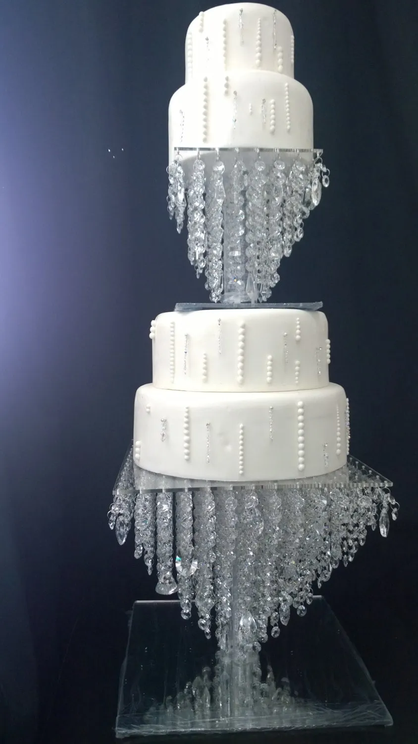 Crystal cake stand, 2 tier set ,10" & 16" CHANDELIER DESIGN Faux crystal by Crystal wedding uk