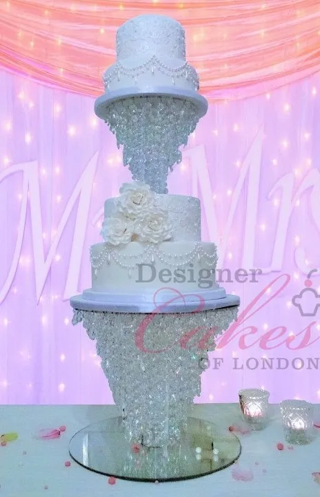 Crystal cake stand, 2 tier set ,10" & 16" CHANDELIER DESIGN Faux crystal by Crystal wedding uk