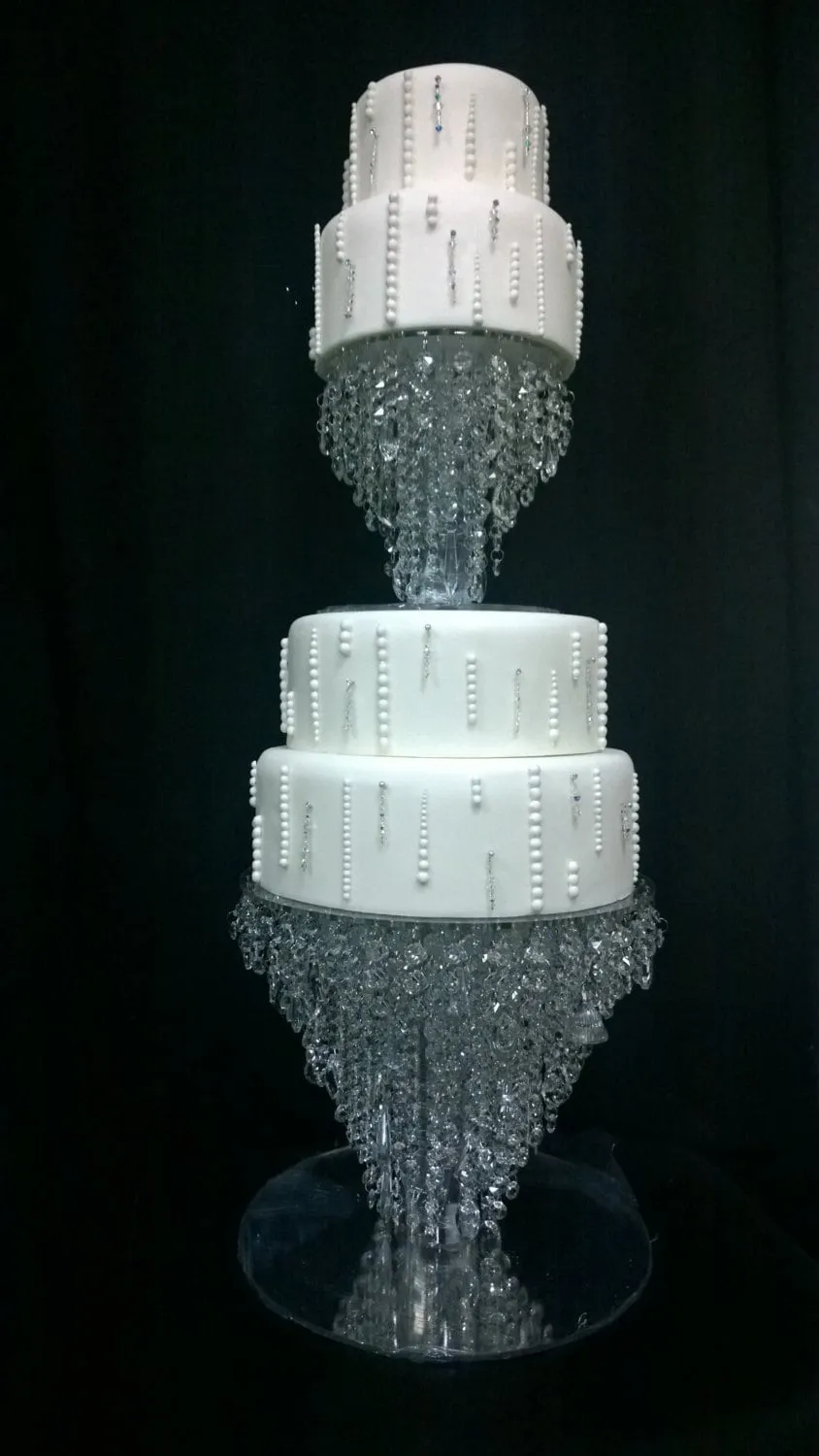 Crystal cake stand, 2 tier set ,10" & 16" CHANDELIER DESIGN Faux crystal by Crystal wedding uk
