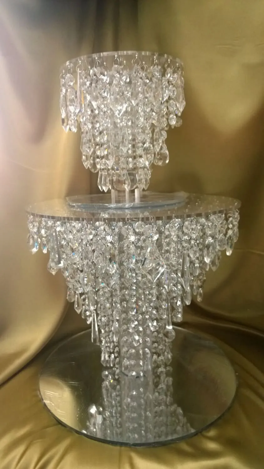 Crystal cake stand, 2 tier set ,10" & 16" CHANDELIER DESIGN Faux crystal by Crystal wedding uk