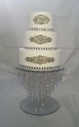 Crystal cake stand, 2 tier set ,10" & 16" CHANDELIER DESIGN Faux crystal by Crystal wedding uk