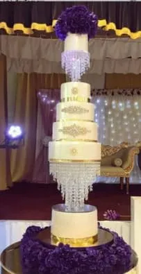Crystal cake stand, 2 tier set ,10" & 16" CHANDELIER DESIGN Faux crystal by Crystal wedding uk