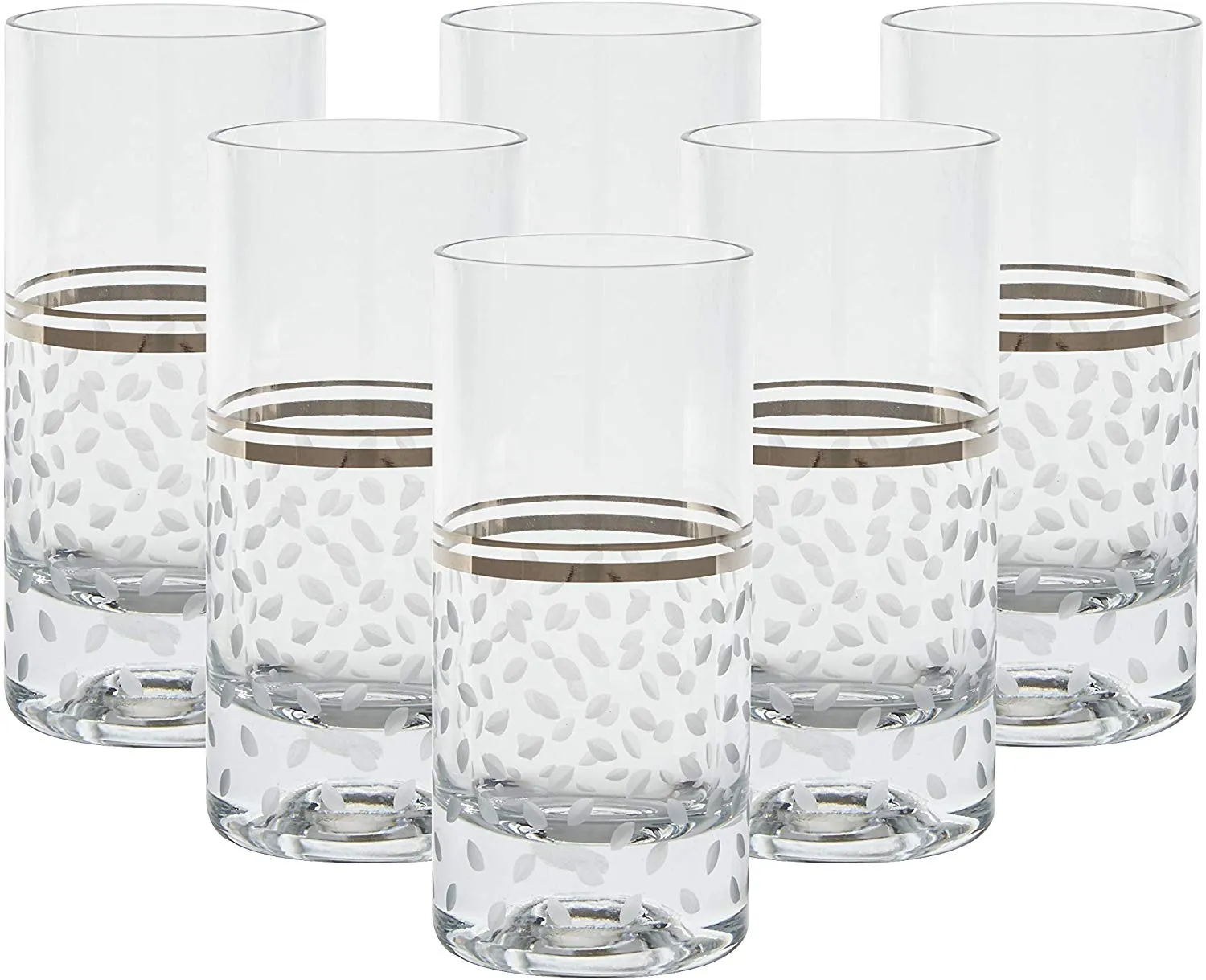 Crystal Stunning Highball Glasses, 6"H 13oz Capacity, Gold