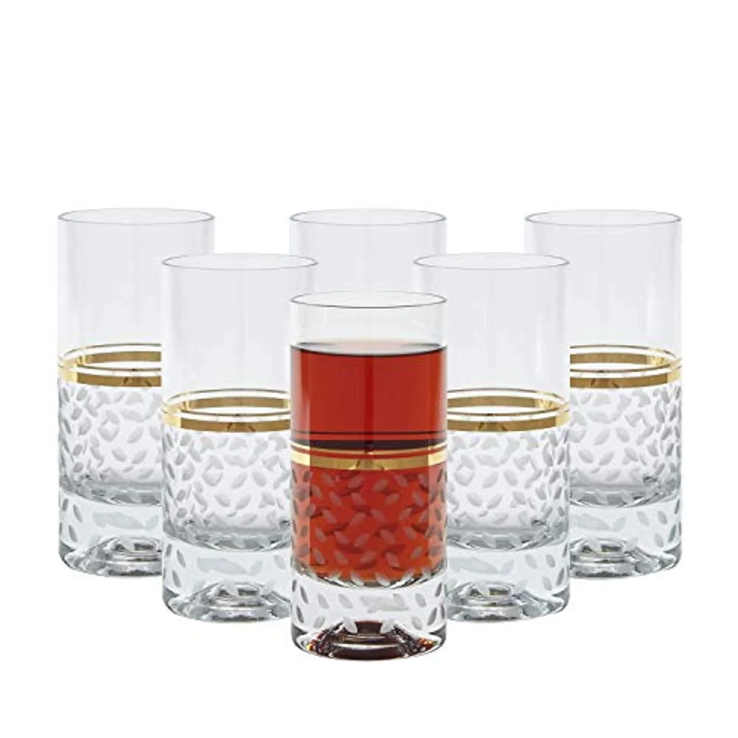 Crystal Stunning Highball Glasses, 6"H 13oz Capacity, Gold