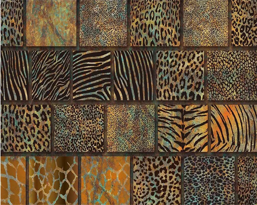 Custom Wallpaper Mural Leopard Print Retro Restaurant Wallcovering (㎡)