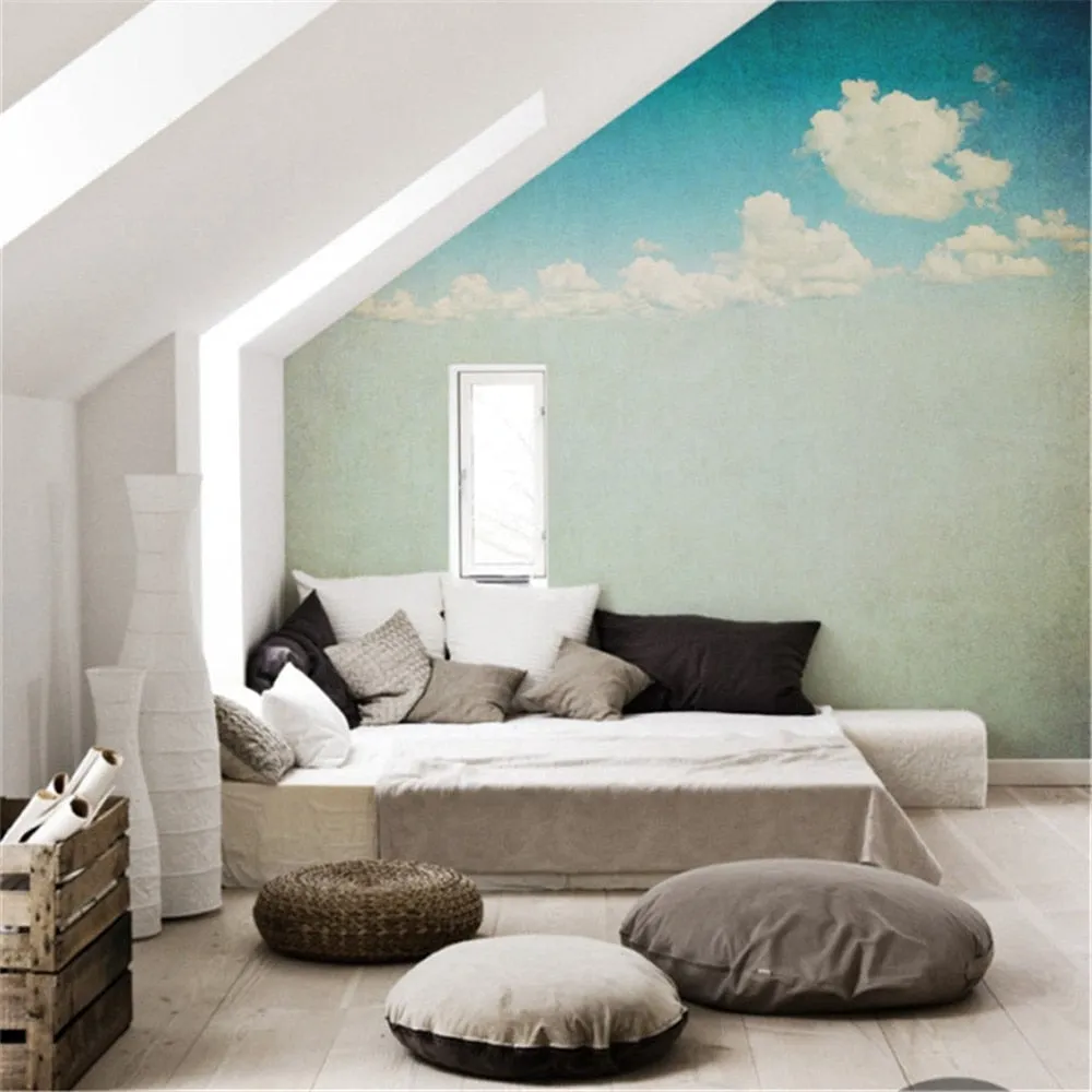 Custom Wallpaper Mural Retro Cloudy Sky (㎡)