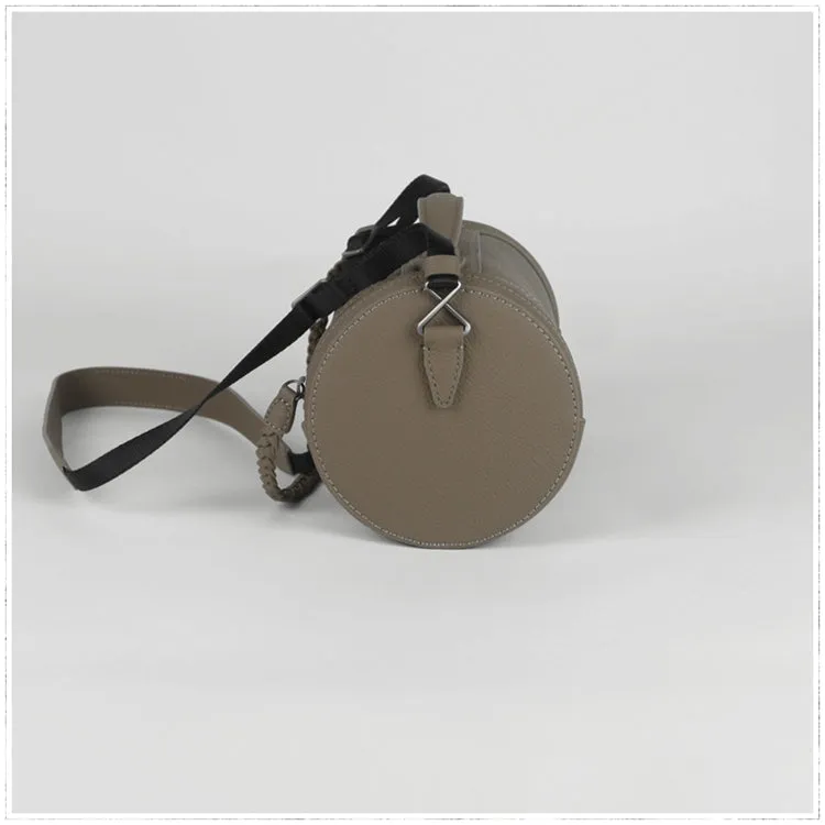 Cute Womens Light Blue Leather Bucket Shoulder Purse Barrel Crossbody Bag Purse for Ladies