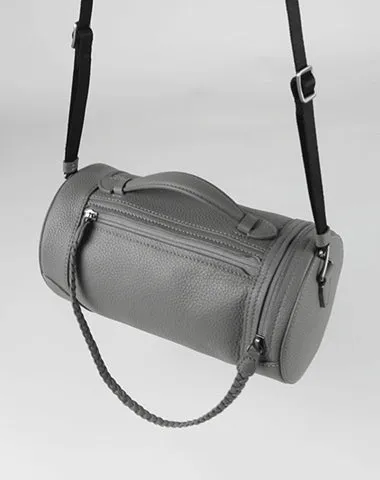 Cute Womens Light Blue Leather Bucket Shoulder Purse Barrel Crossbody Bag Purse for Ladies