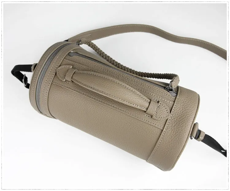 Cute Womens Light Blue Leather Bucket Shoulder Purse Barrel Crossbody Bag Purse for Ladies