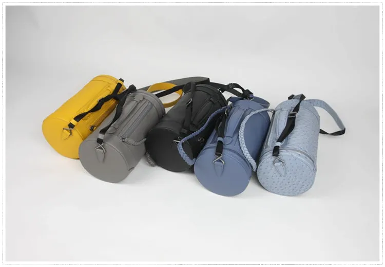 Cute Womens Light Blue Leather Bucket Shoulder Purse Barrel Crossbody Bag Purse for Ladies