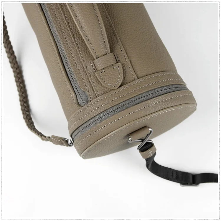 Cute Womens Light Blue Leather Bucket Shoulder Purse Barrel Crossbody Bag Purse for Ladies