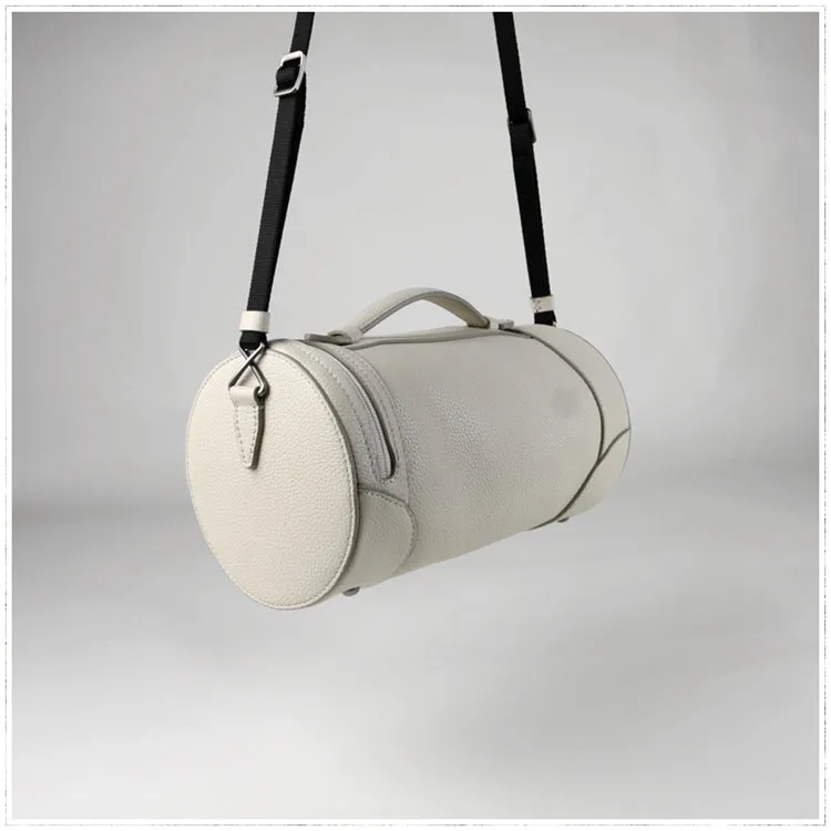 Cute Womens Light Blue Leather Bucket Shoulder Purse Barrel Crossbody Bag Purse for Ladies