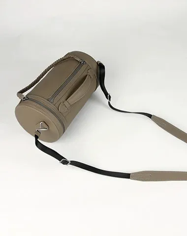 Cute Womens Light Blue Leather Bucket Shoulder Purse Barrel Crossbody Bag Purse for Ladies