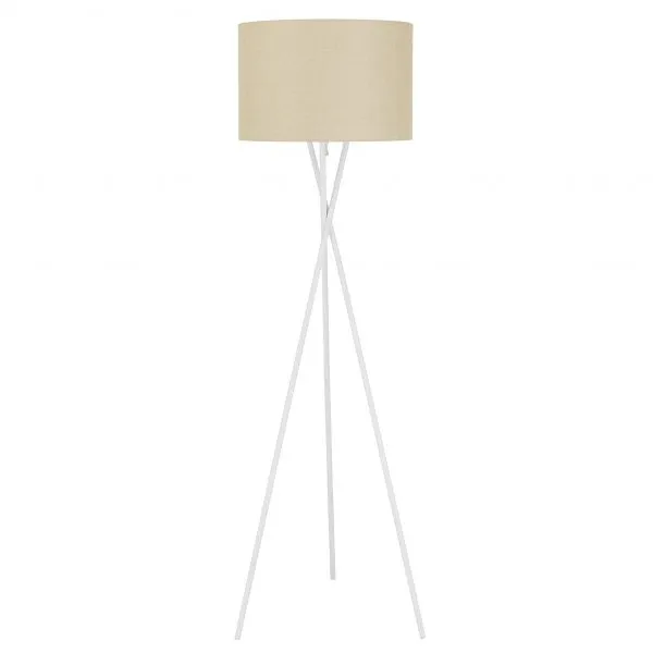 Denise White with Wheat Shade Modern Tripod Floor Lamp
