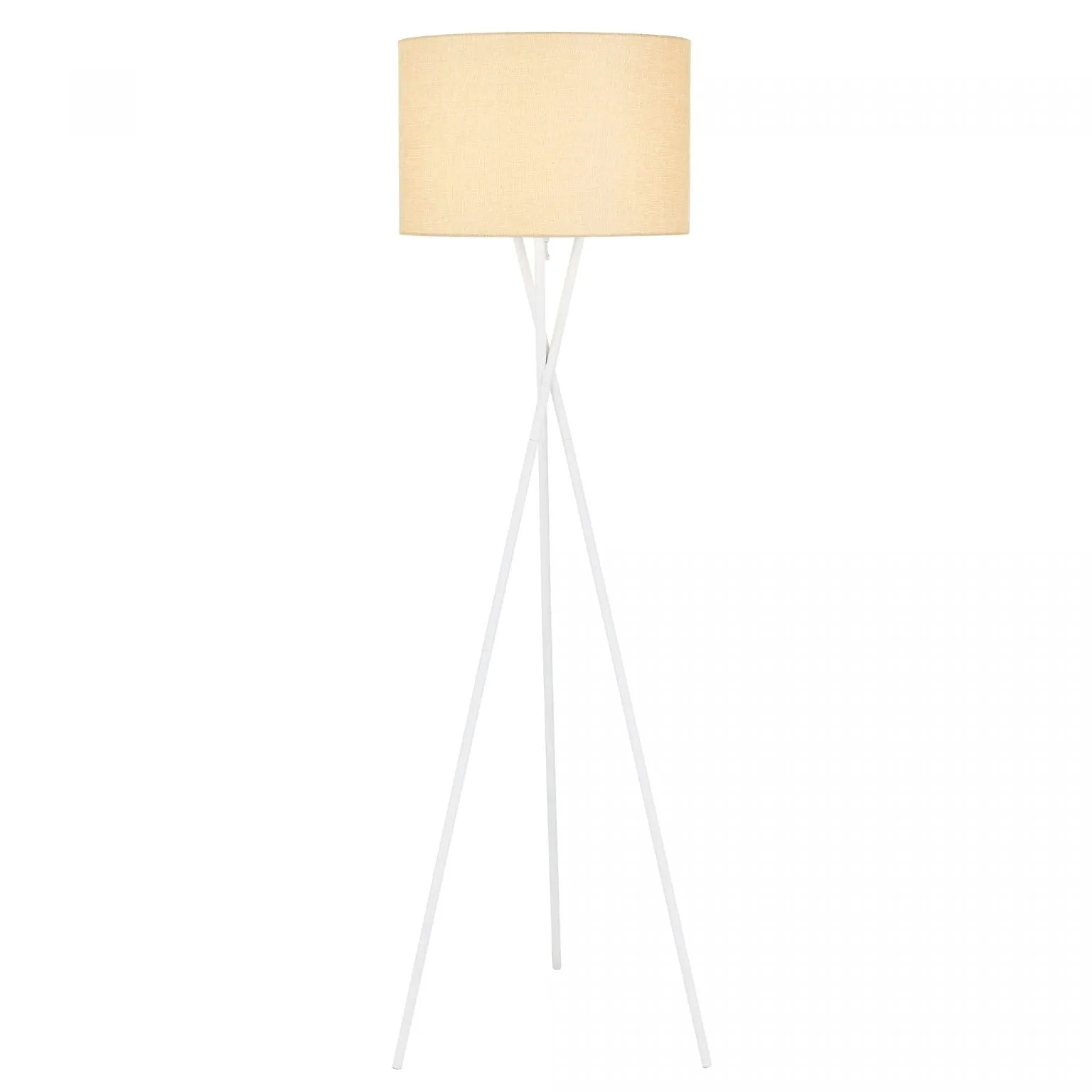 Denise White with Wheat Shade Modern Tripod Floor Lamp