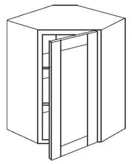 Diagonal Corner Wall Modern Euro Slab Cabinet - 24" Wide by 30", 36" & 42" Tall