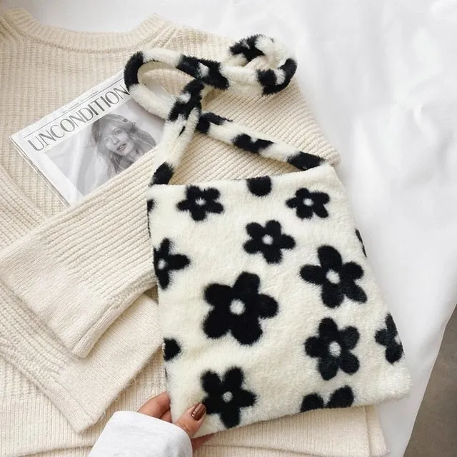 Fashion Leopard Crossbody Handbag Women Plush Casual Shoulder Messenger Bag Fashion Female  Vintage Crossbody Bags Dropshipping
