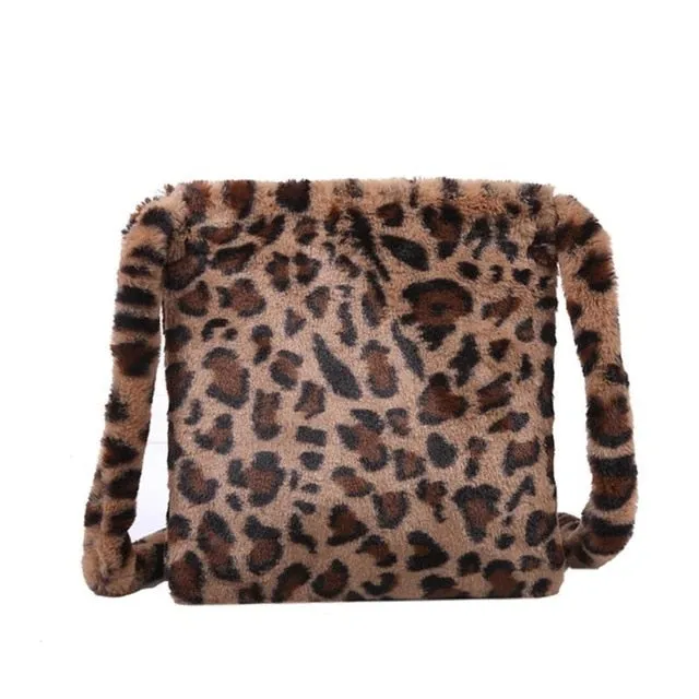 Fashion Leopard Crossbody Handbag Women Plush Casual Shoulder Messenger Bag Fashion Female  Vintage Crossbody Bags Dropshipping