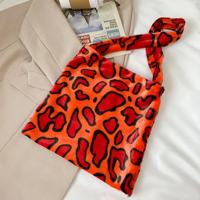 Fashion Leopard Crossbody Handbag Women Plush Casual Shoulder Messenger Bag Fashion Female  Vintage Crossbody Bags Dropshipping